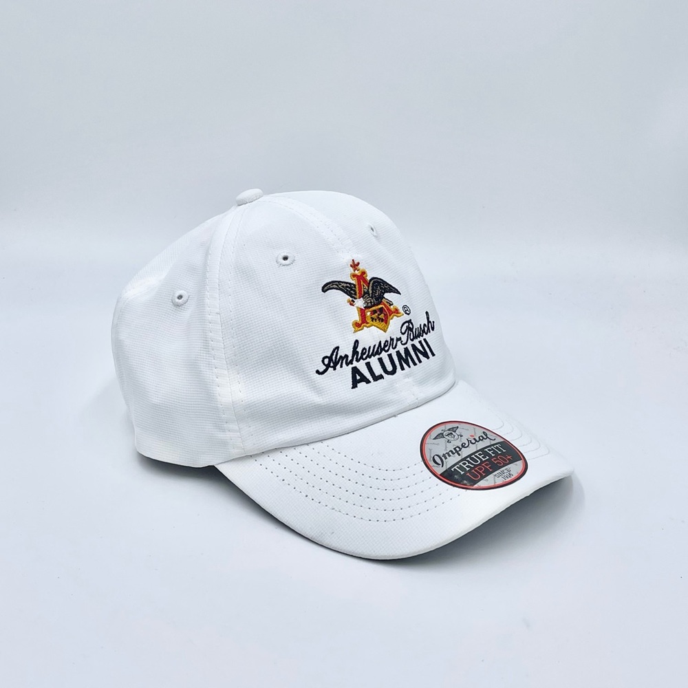 NEW Anheuser-Busch Alumni Beer Imperial Golf White StrapBack Hat Adult OS
